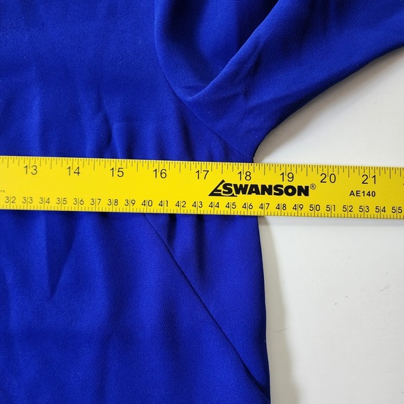 H&M Royal Blue Dress Womens 8‎ Silver Zipper Pockets Classic 3/4 Sleeve Y2K 90s - Picture 13 of 16